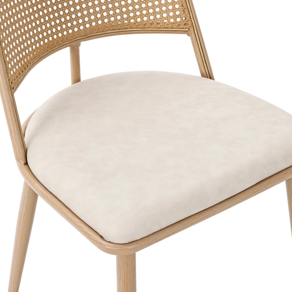 Sedie da pranzo 4 pezzi con schienale in rattan e seduta imbottita leggere per interni ed esterni rattan beige