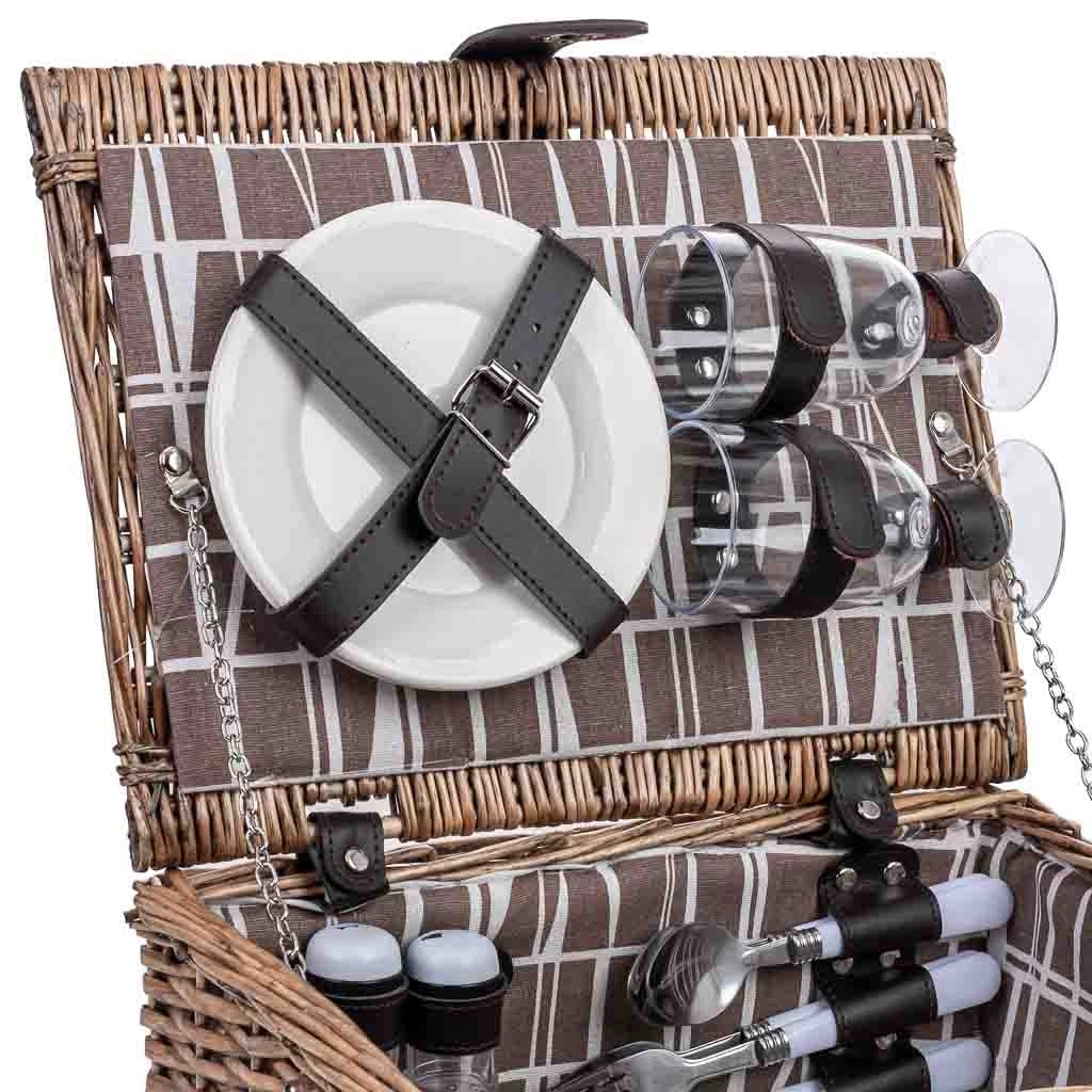 Cestino da picnic per 2 persone, marrone, 34x25,5x16h cm