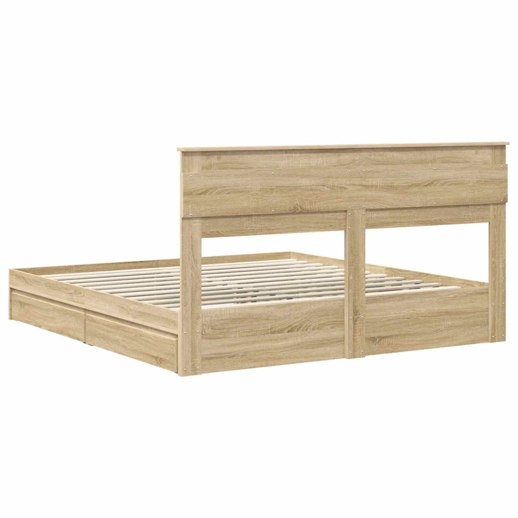 Letto con Contenitore con testiera Rovere Sonoma 180 x 200 cm 3409894