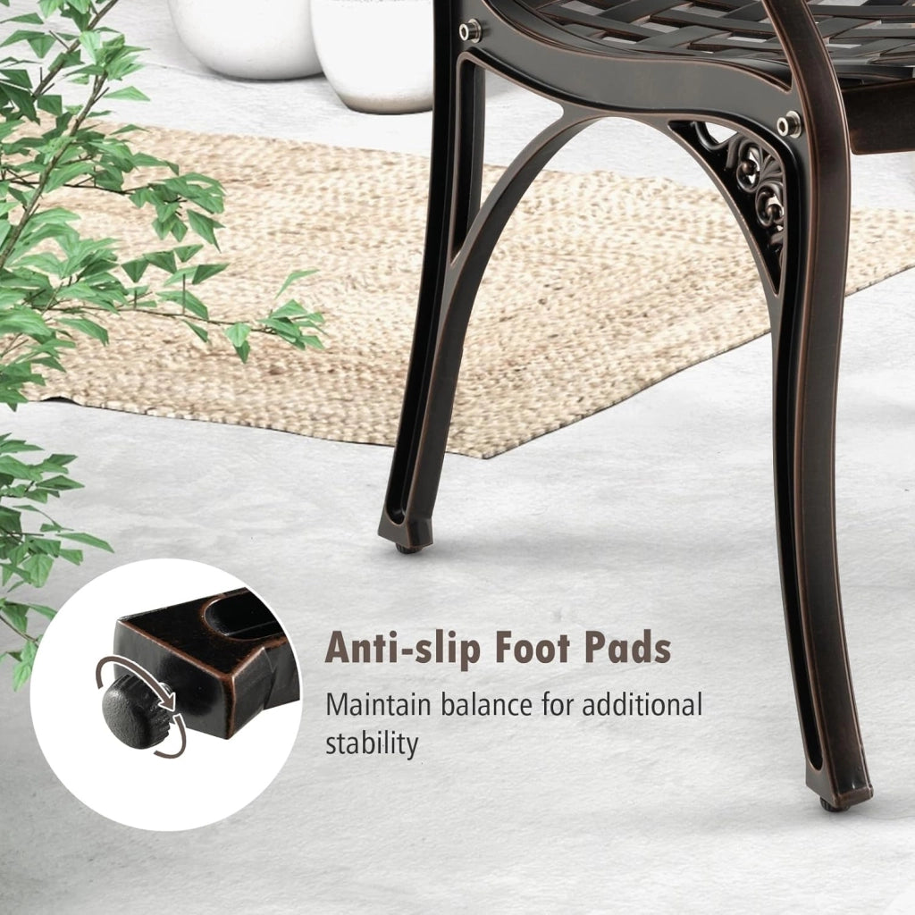Set di 2 sedie da giardino, da bistrò, resistenti alle intemperie, in alluminio pressofuso, da giardino, da giardino, da terrazza, ergonomiche con schienali e braccioli, da giardino anticato,