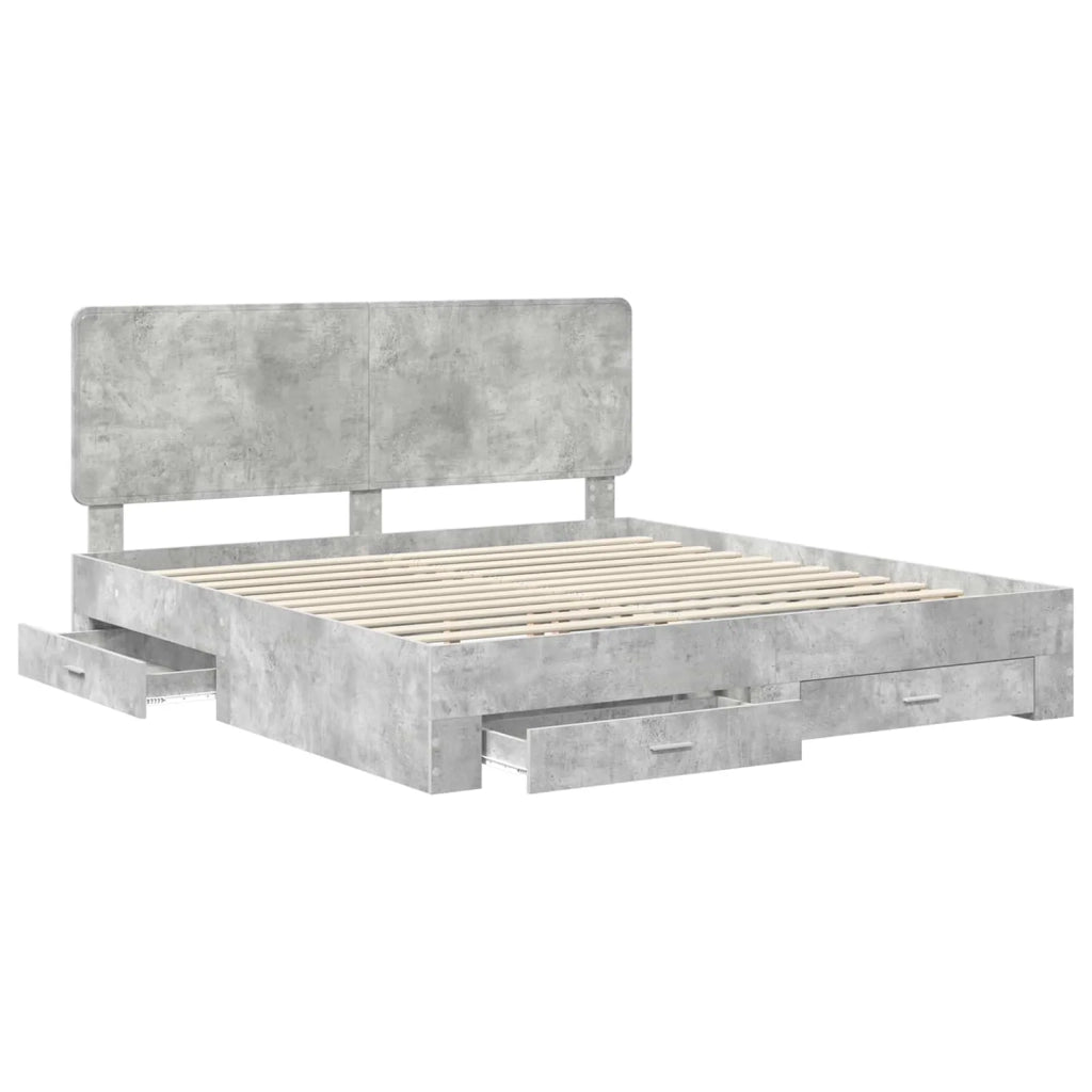 Struttura del letto con testiera Grigio cemento 200 x 200 cm 3412745