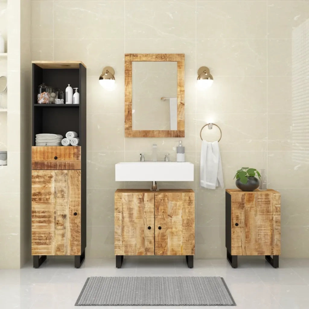 vidaXL Set Mobili da Bagno 4 pz in Legno Massello di Mango