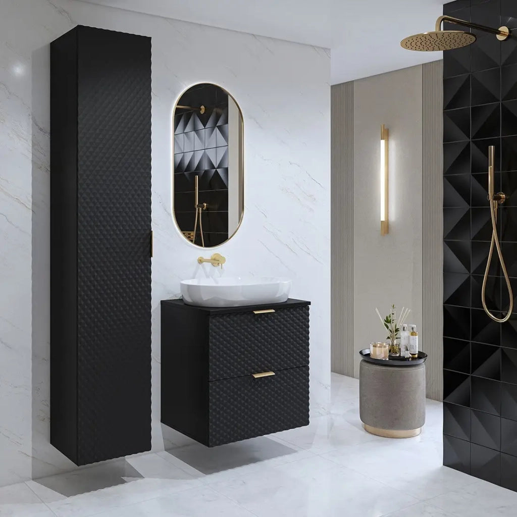 Set di 2 mobili da bagno collezione CHIC colori nero e dorato. Mobile sotto lavabo