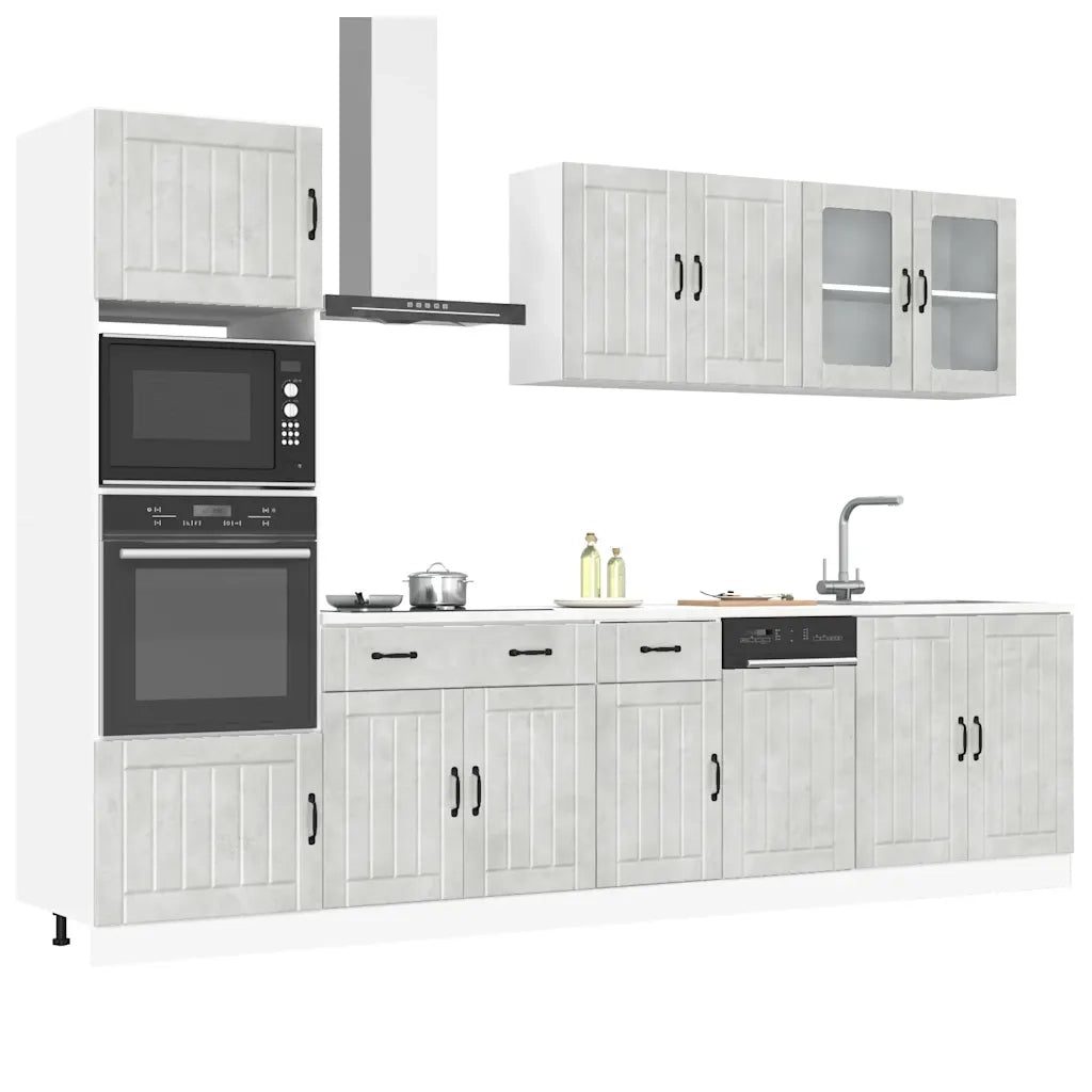 Set Mobili da Cucina 7 pz Lucca Grigio Cemento in Truciolato 3314745