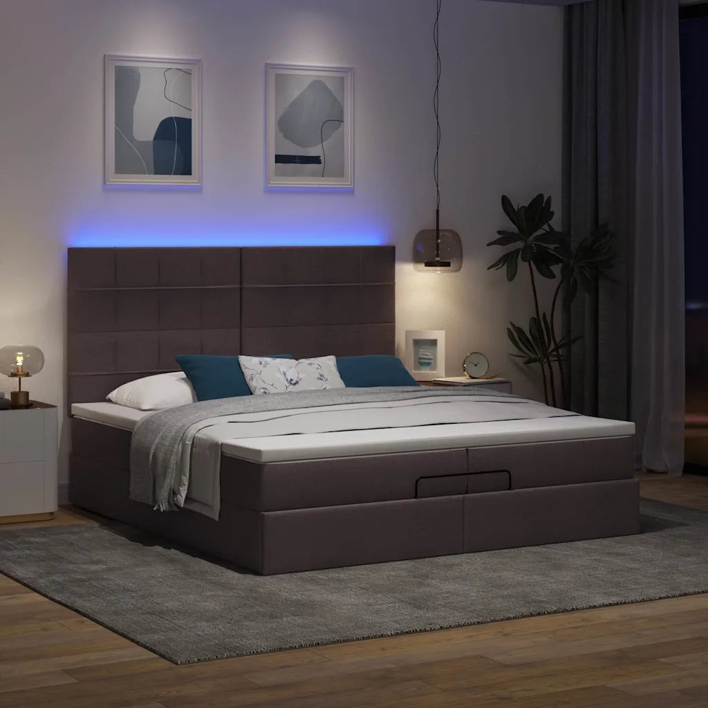 Struttura Letto Pouf con Materassi 200x200 cm in Tessuto 3314034