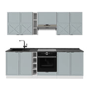 Cucina componibile Fame-Line Blu-grigio chiaro/Bianco 235 cm, PL Antracite Vicco