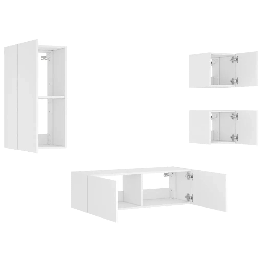 Mobili TV a Muro 4pz con Luci LED Bianchi 3216881