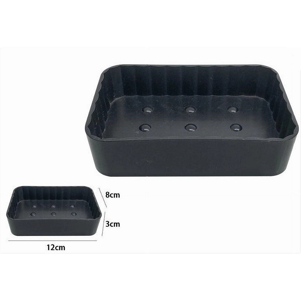 Trade Shop - Portasapone Saponetta Da Bagno Rettangolare Grigio Scuro Rigato Accessorio 79172 -