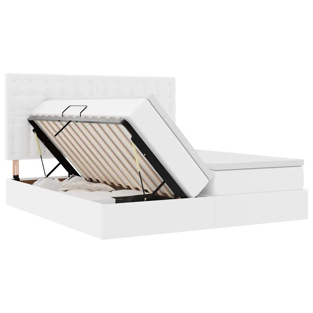 Letto con contenitore e materasso Bianco Puro 180 x 200 cm
