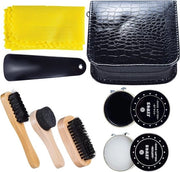 Kit di Pulizia e Manutenzione per Pelle di Cuoio Marrone e Nero con Accessori di Lusso - Set da 8 Pezzi