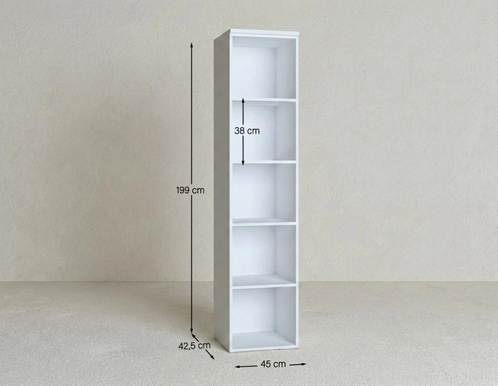 Armadio ufficio Boston - Mobile archivio 1 anta con serratura - L. 45 x H. 199 x P. 42,5 cm – Bianco-Virginia_