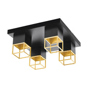 Plafoniera Contemporanea Montebaldo Acciaio Nero 4 Luci Gu10 4,5W