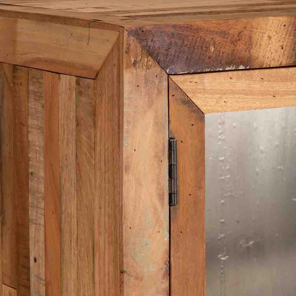 Vetrina in legno e metallo rifinita artigianalmente 90x47x175