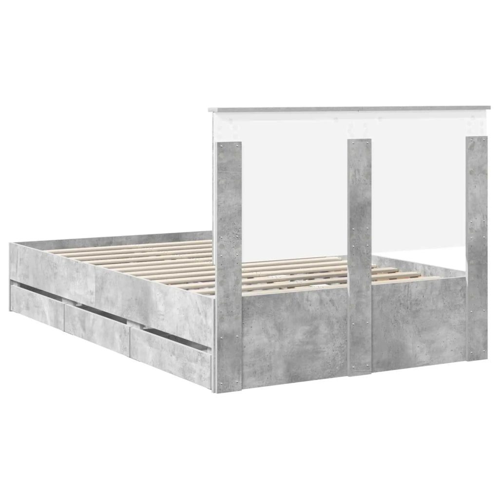 Struttura del letto con cassetto Grigio cemento 135 x 190 cm