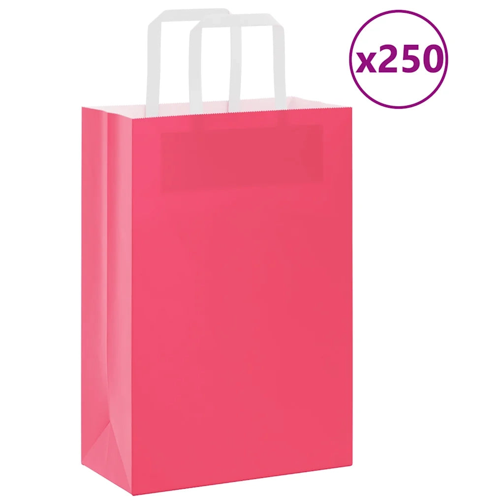Sacchetti di Carta 250 pz con Manici Rosa 21x11x31 cm