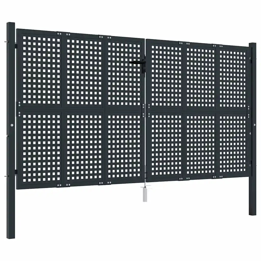 Cancello da Giardino Antracite 300x150 cm in Acciaio 154568