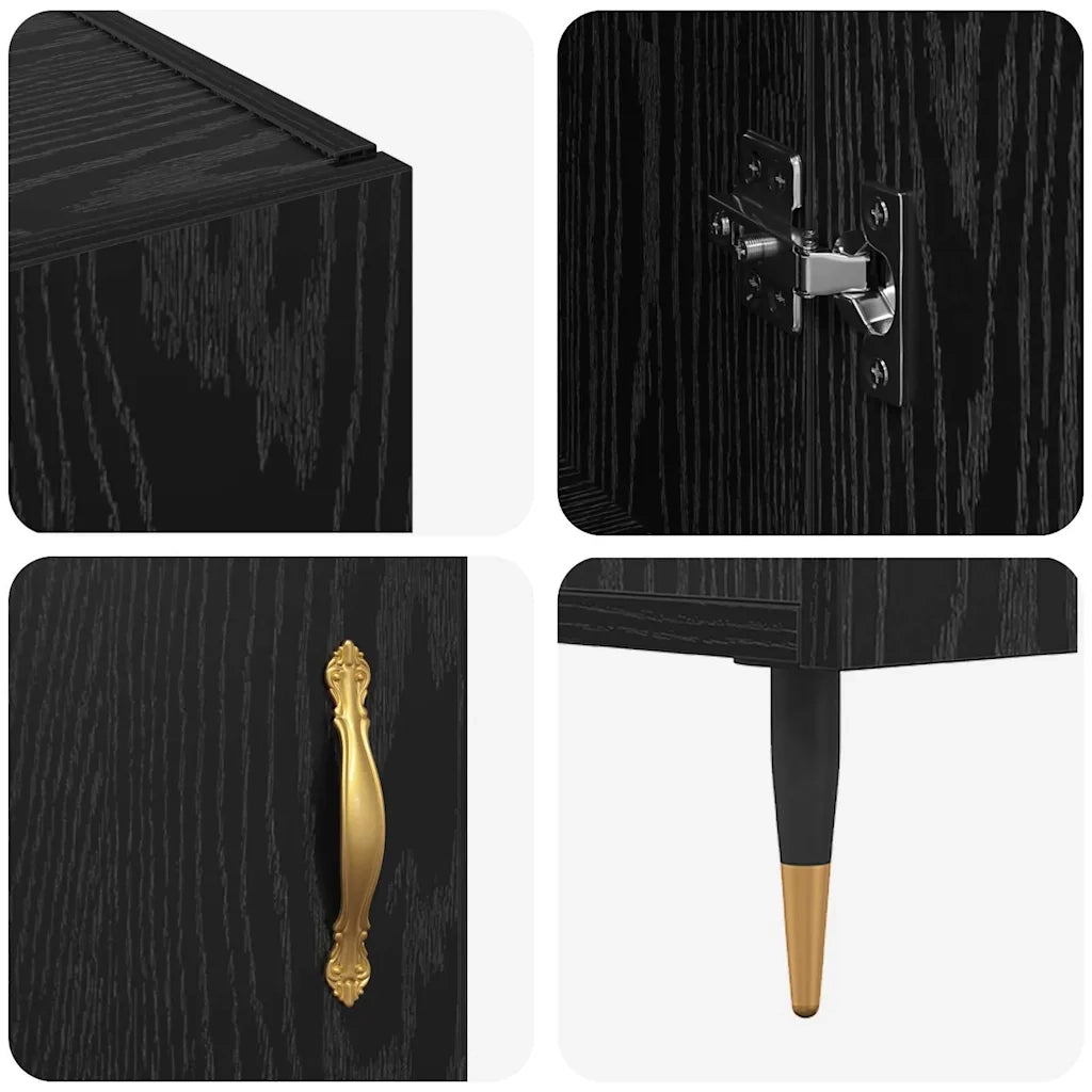 Credenza-Buffet-Armadio da cucina Rovere Nero 90 x 34 x 80 cm Legno multistrato 303478