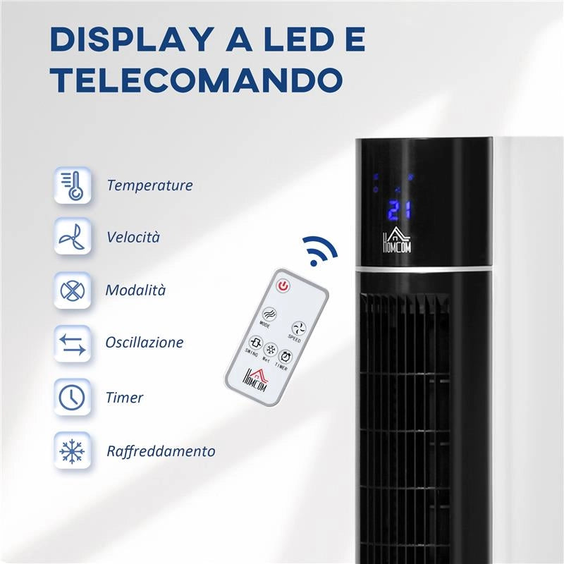 VENTILATORE RAFFRESCATORE EVAPORATIVO 3 MODALITÀ E 3 VELOCITÀ, TIMER, OSCILLAZIONE E TELECOMANDO, BIANCO