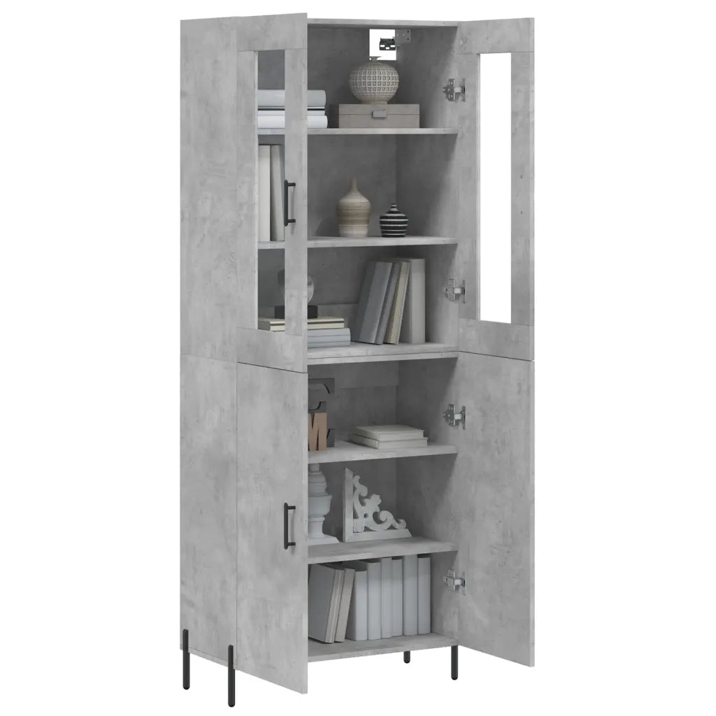 Credenza | Madia | Buffet da pranzo | Armadio da pranzo Grigio Cemento 69,5x34x180 cm in Legno Multistrato