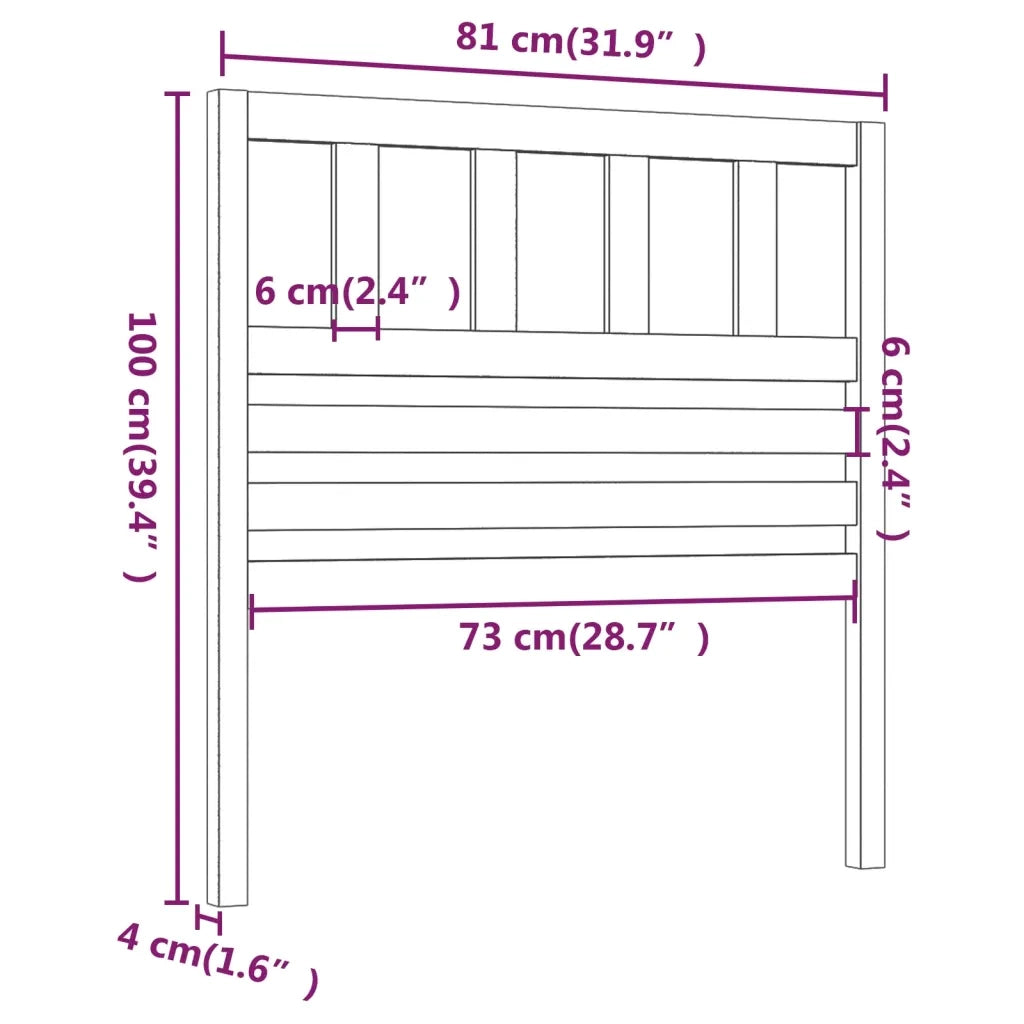 Testiera per Letto-Testata-Testiera Decorativa Nera 81x4x100 cm in Legno Massello di Pino 723917