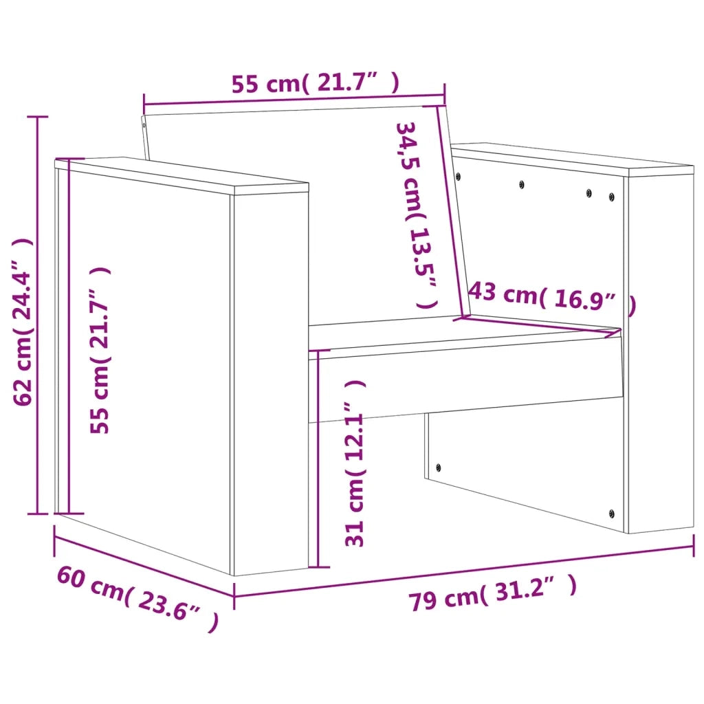 Set Salotto da Giardino 2 pz Bianco in Legno Massello di Pino 3216896