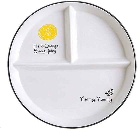 Piatto da portata in ceramica con 3 compartimenti, piatti da dessert e salade, piatti per bambini e dimagranti