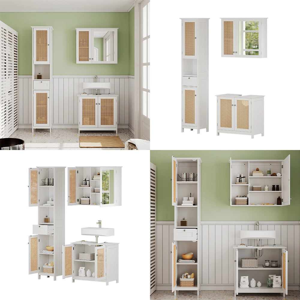 Vicco Set di mobili da bagno Bianco 3 pezzi, con colonna