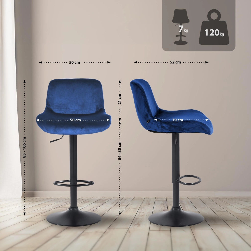 Set di 2 sgabelli da bar Solon velluto nero 1