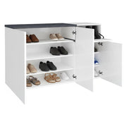 Mobile Portascarpe Anist, Scarpiera 22 Paia Made in Italy, 120x40x80h cm Bianco Lucido