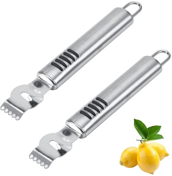 Due pezzi di Strumenti per sbucciare frutta e agrumi, Zester per agrumi e citrus, Raschietti per frutta e agrumi con lame intercambiabili.