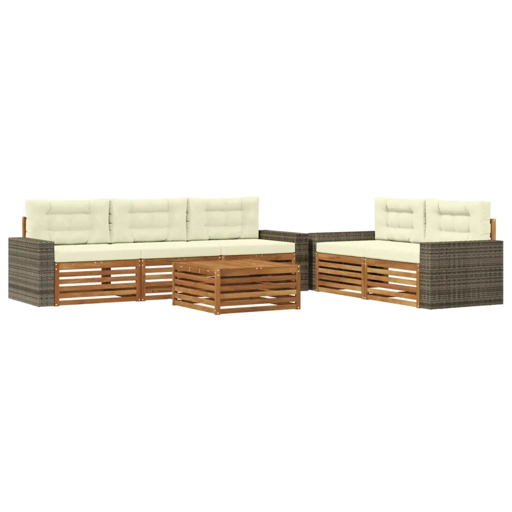 Set di divani da esterno 6 pz Naturale e Crema 3383038