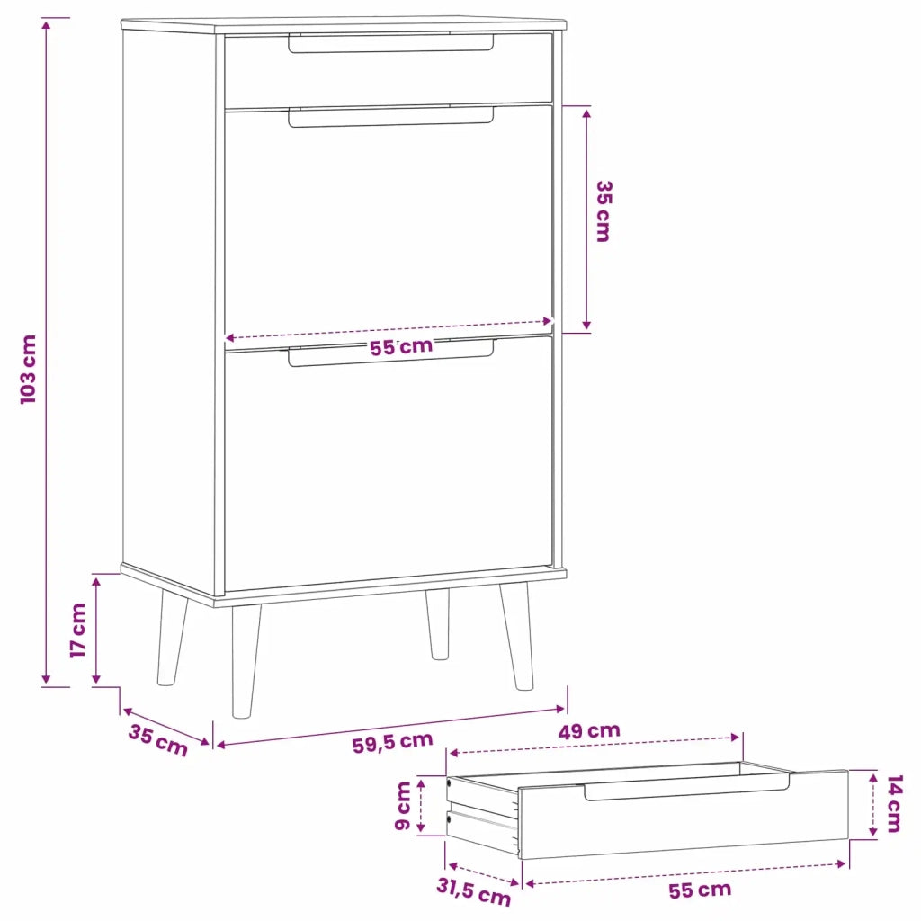Mobile per scarpe MOLDE 59,5 x 35 x 103 cm Nero 42020941