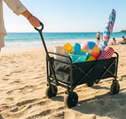 Carrello Pieghevole Trasporto per Spiaggia, Giardino e Spesa. 96 Litri, Max 65kg. Colore: nero