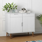 Credenza MOLDE Bianca 90x40x80 cm in Legno Massello di Pino cod mxl 15524