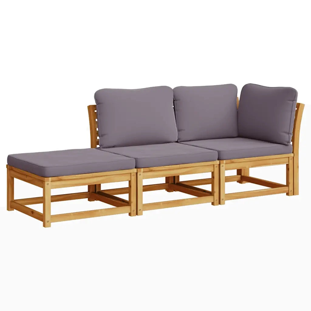 Set Mobili da Giardino 3pz con Cuscini Legno Massello di Acacia 3214327
