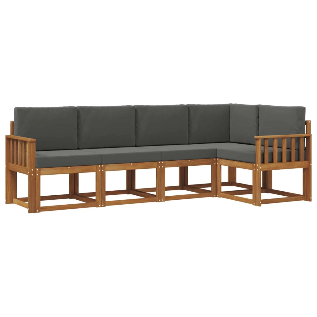 Set di divani da esterno con cuscino 5 pcs Naturale e Antracite