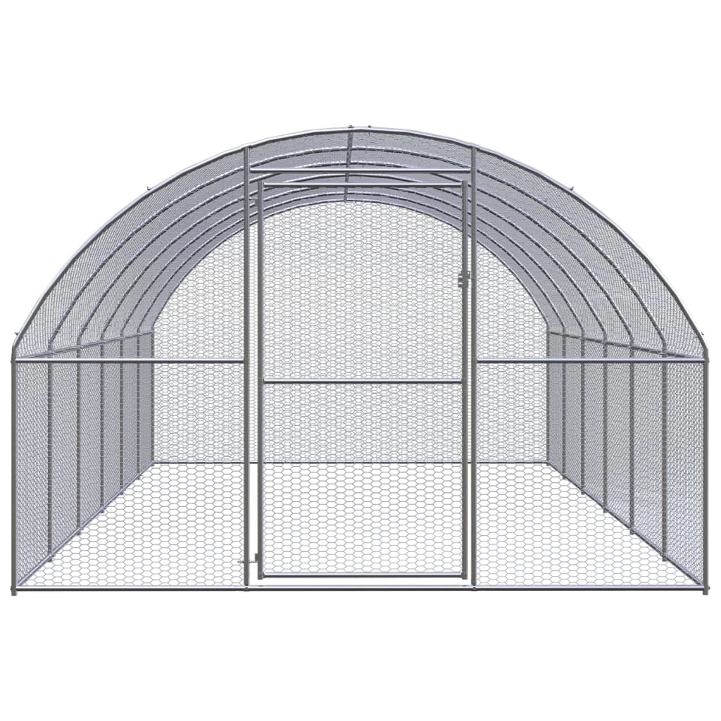Pollaio/recinto/gabbia per polli da esterno 3 x 6 x 2 m acciaio zincato argento 02_0044015