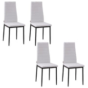 SET 4 SEDIE IMBOTTITE PER SOGGIORNO O SALA DA PRANZO, SEDIE DA CUCINA MODERNE, IN METALLO E TESSUTO BIANCO
