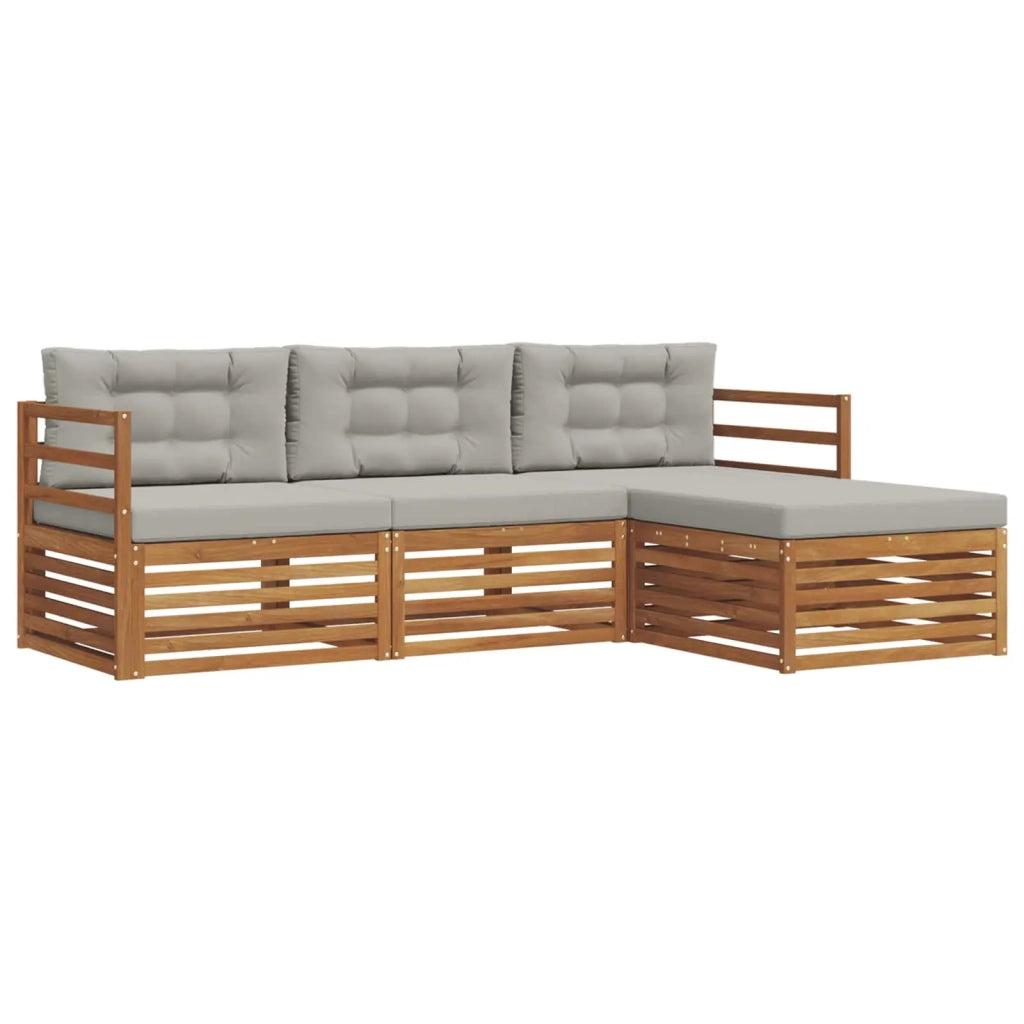 Set di divani da esterno con cuscino Grigio Naturale e Chiaro