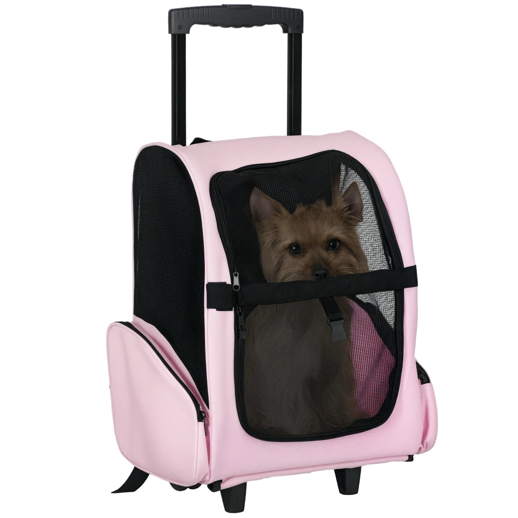 Carrello Trasporto per Cani 2 in 1 ¨C Zephmum ¨C Rosa 42x25x55 cm
