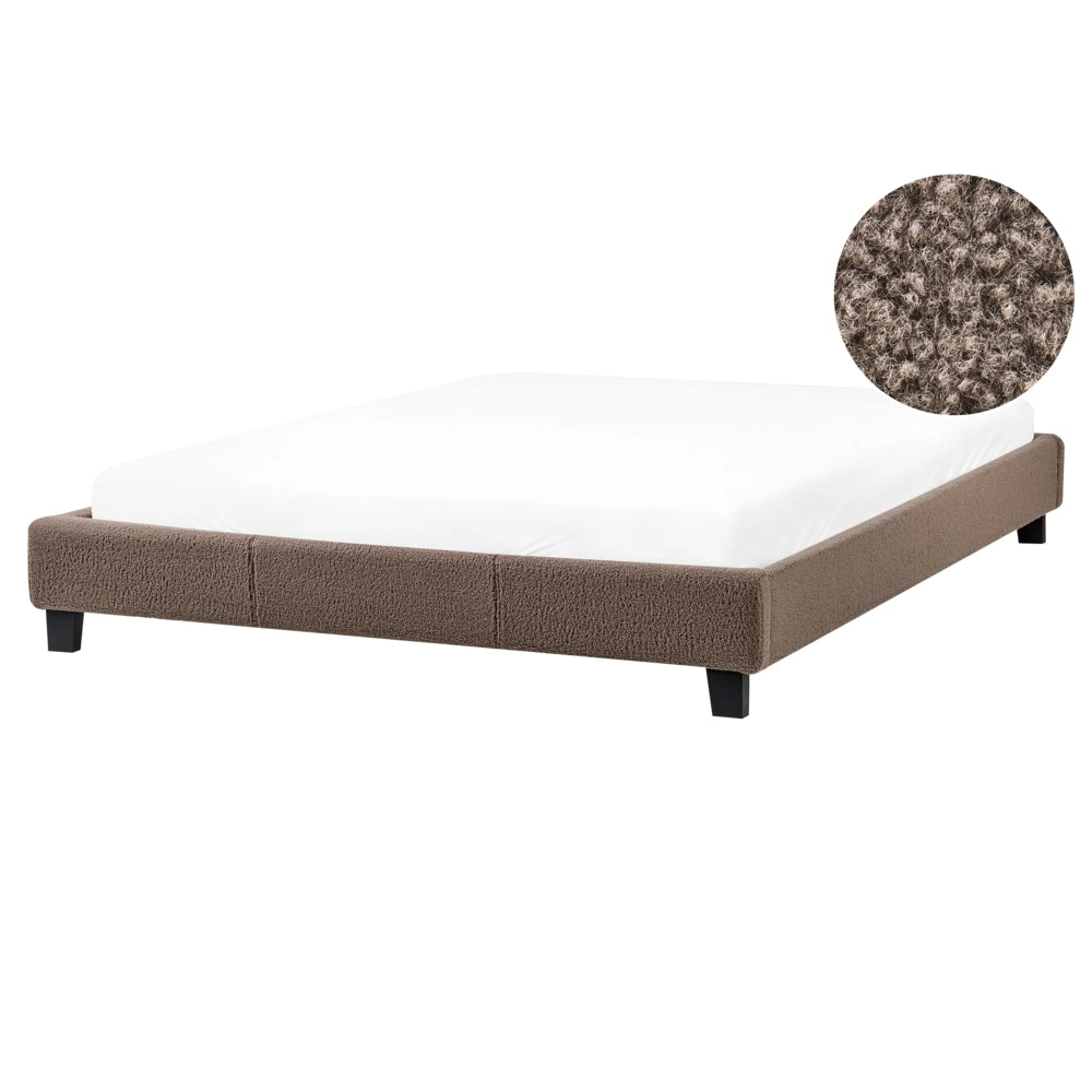 Letto 180 x 200 cm in bouclé bianco crema con rete a doghe senza testiera 160 x 200 cm