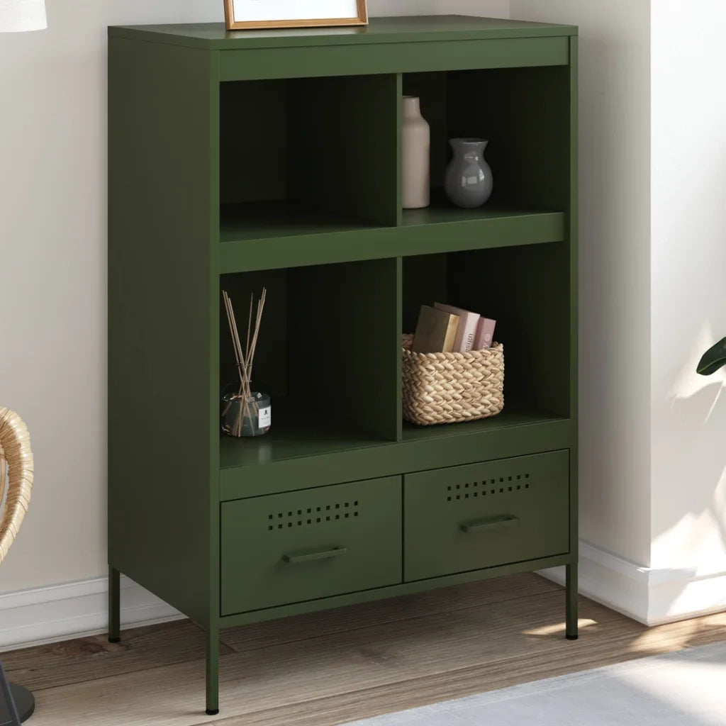 Credenza-Buffet-Armadio da cucina Verde Oliva 68x39x101,5 cm in Acciaio 913451