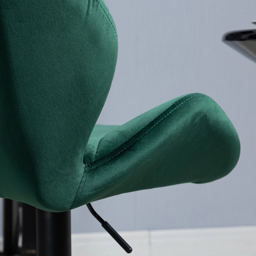 Set 2 Sgabelli da Bar 51,5x57,5x93-114,5 cm in Tessuto Effetto Velluto Verde