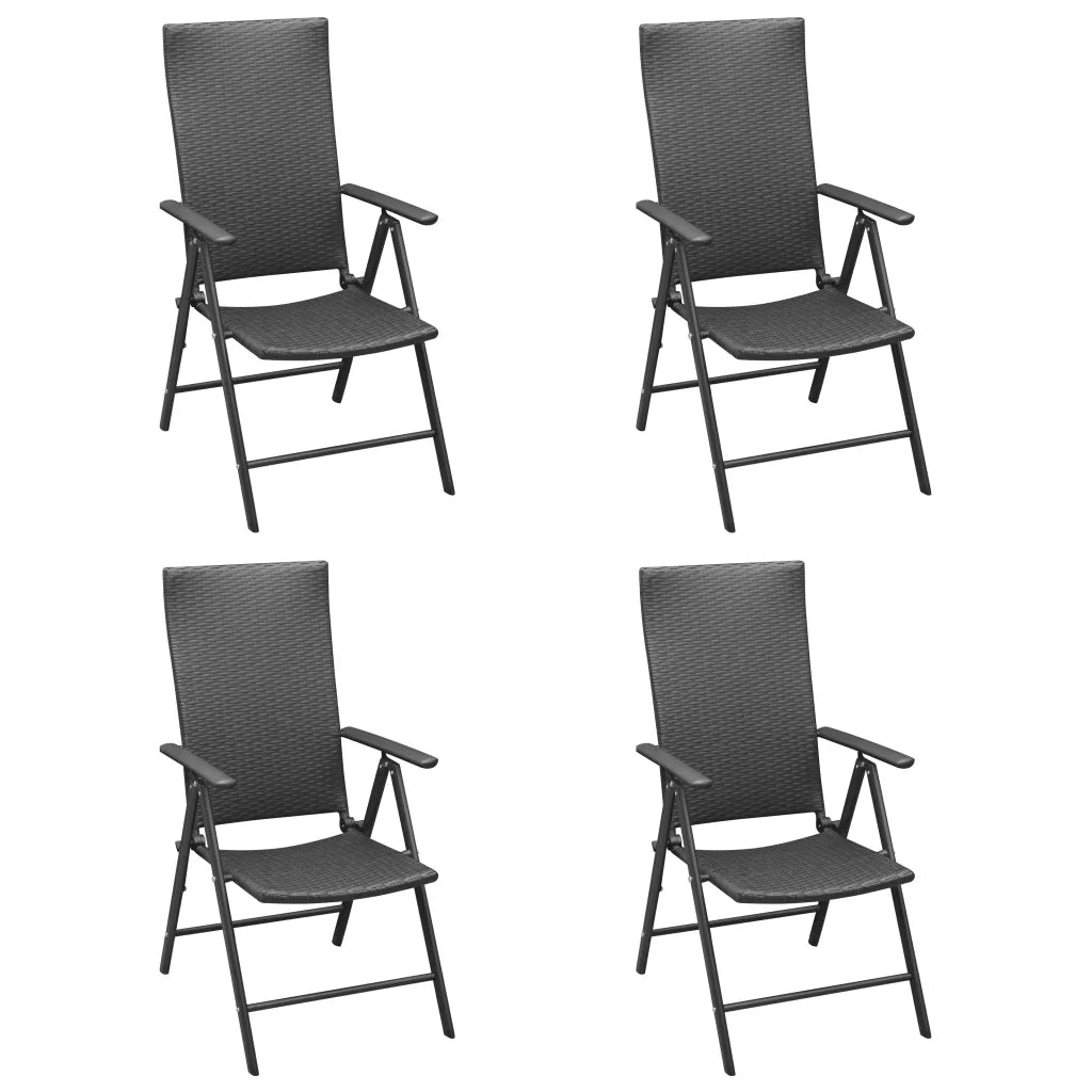 Sedie da Giardino 4 pz in Polyrattan Nero cod mxl 10001
