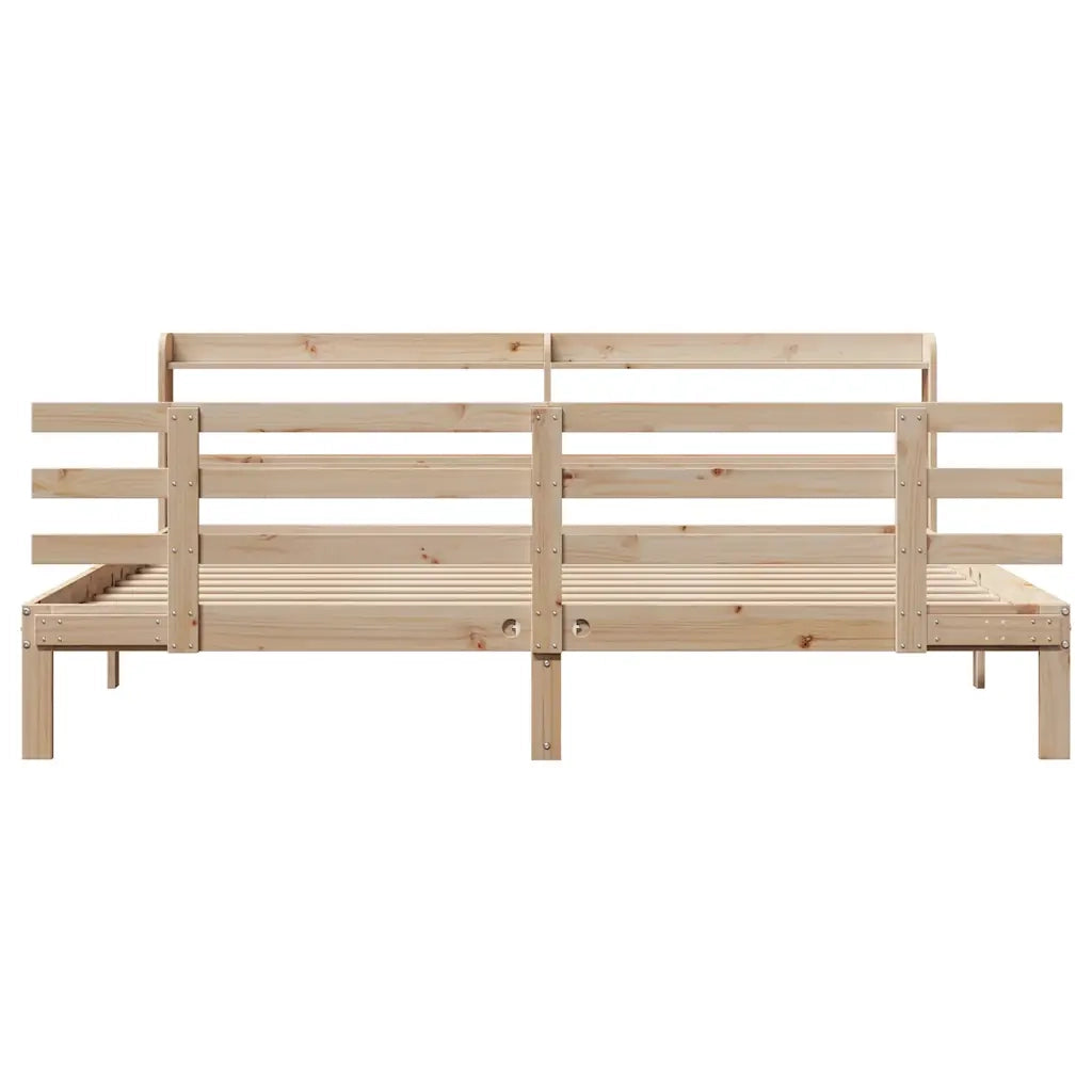 Giroletto con Testiera 200x200 cm in Legno Massello di Pino 3306861