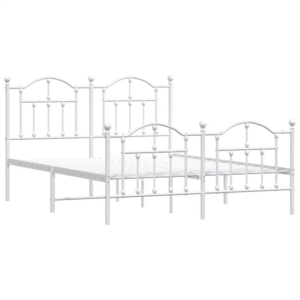 Giroletto con Testiera e Pediera-Struttura Letto Metallo Bianco 140x190 cm 689392