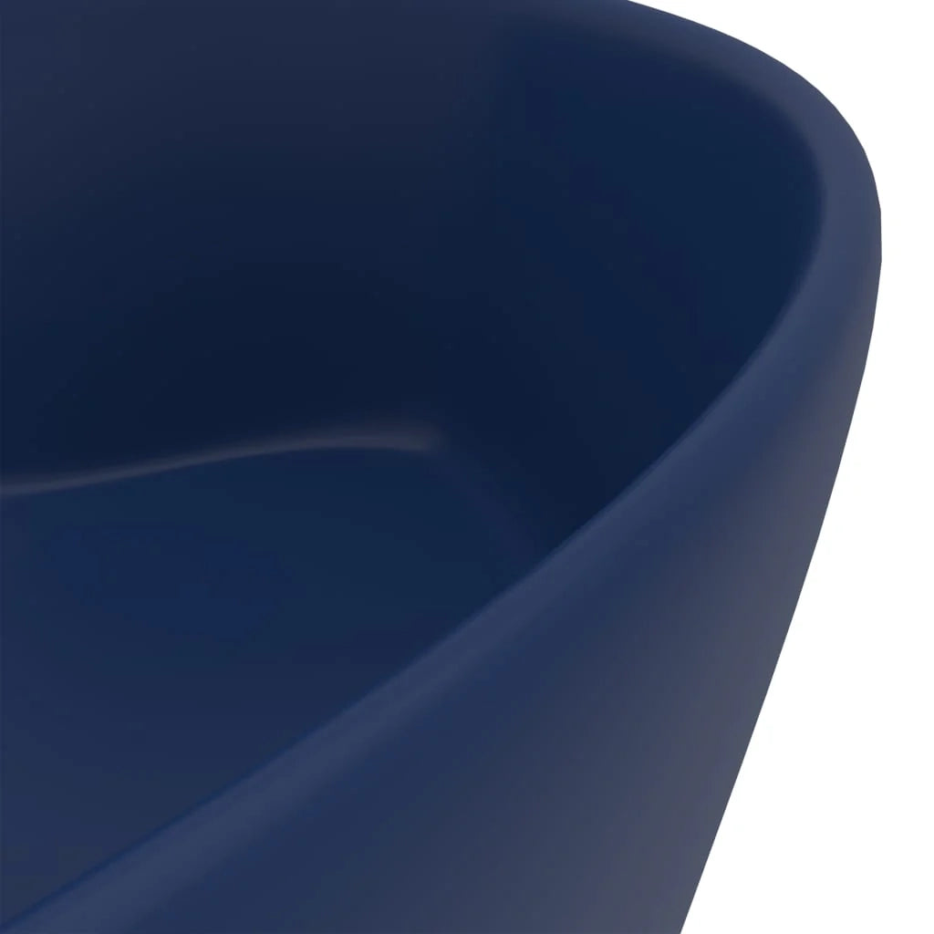 Lavabo di lusso con troppopieno lavabo da appoggio lavabo da bagno stanza da trucco casa 36 x 13 cm ceramica blu scuro opaco 02_0002776