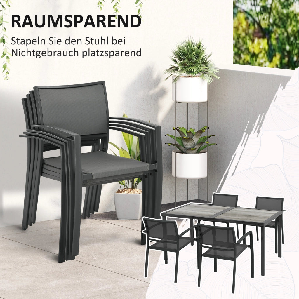 Set Giardino Sedia Tavolo 4 Posti ¨C zephmum ¨C Grigio 150x87x72 cm