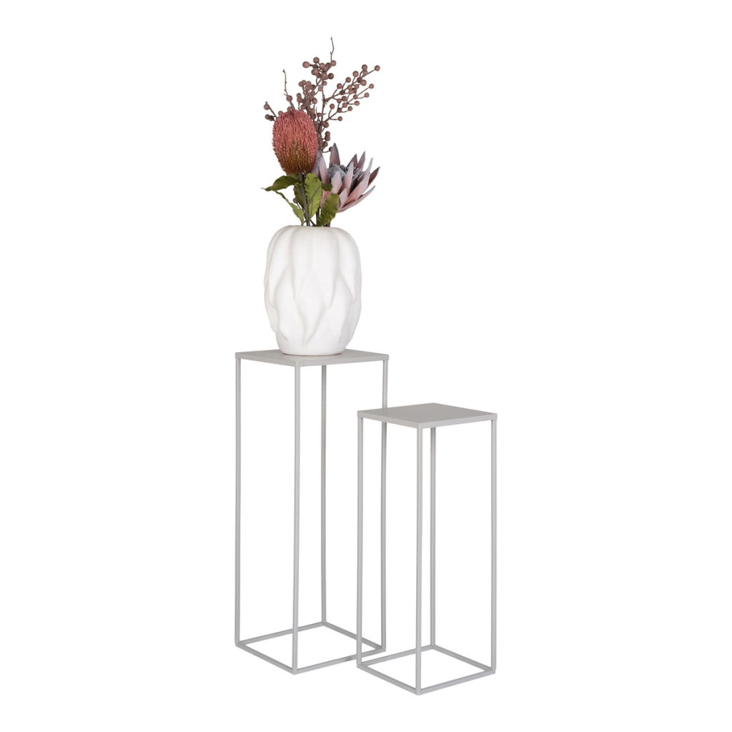 Set di Tavolini Beja, Beige, Metallo, 19x19x50 cm