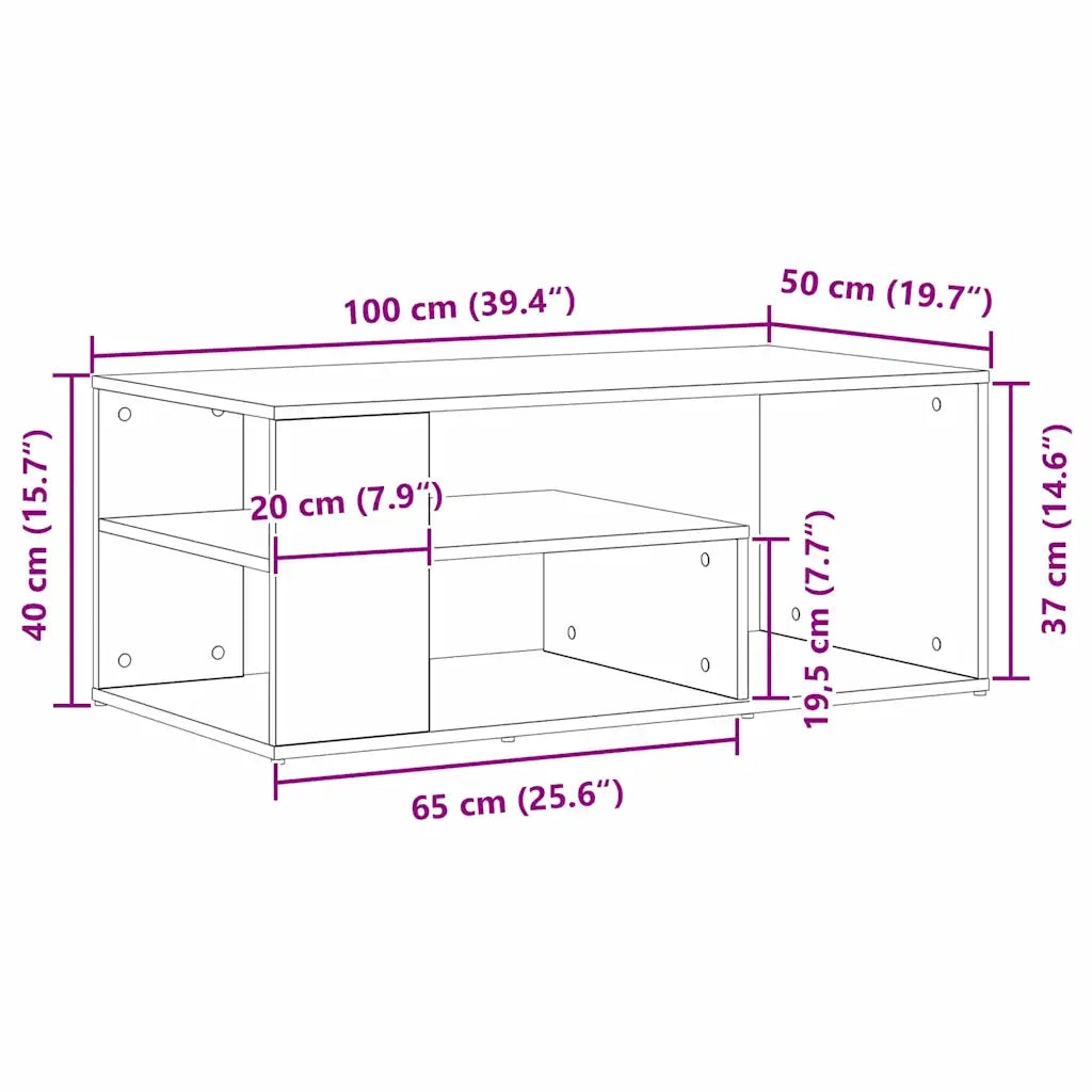 Tavolino da salotto Rovere Nero 100 x 50 x 40 cm 862629